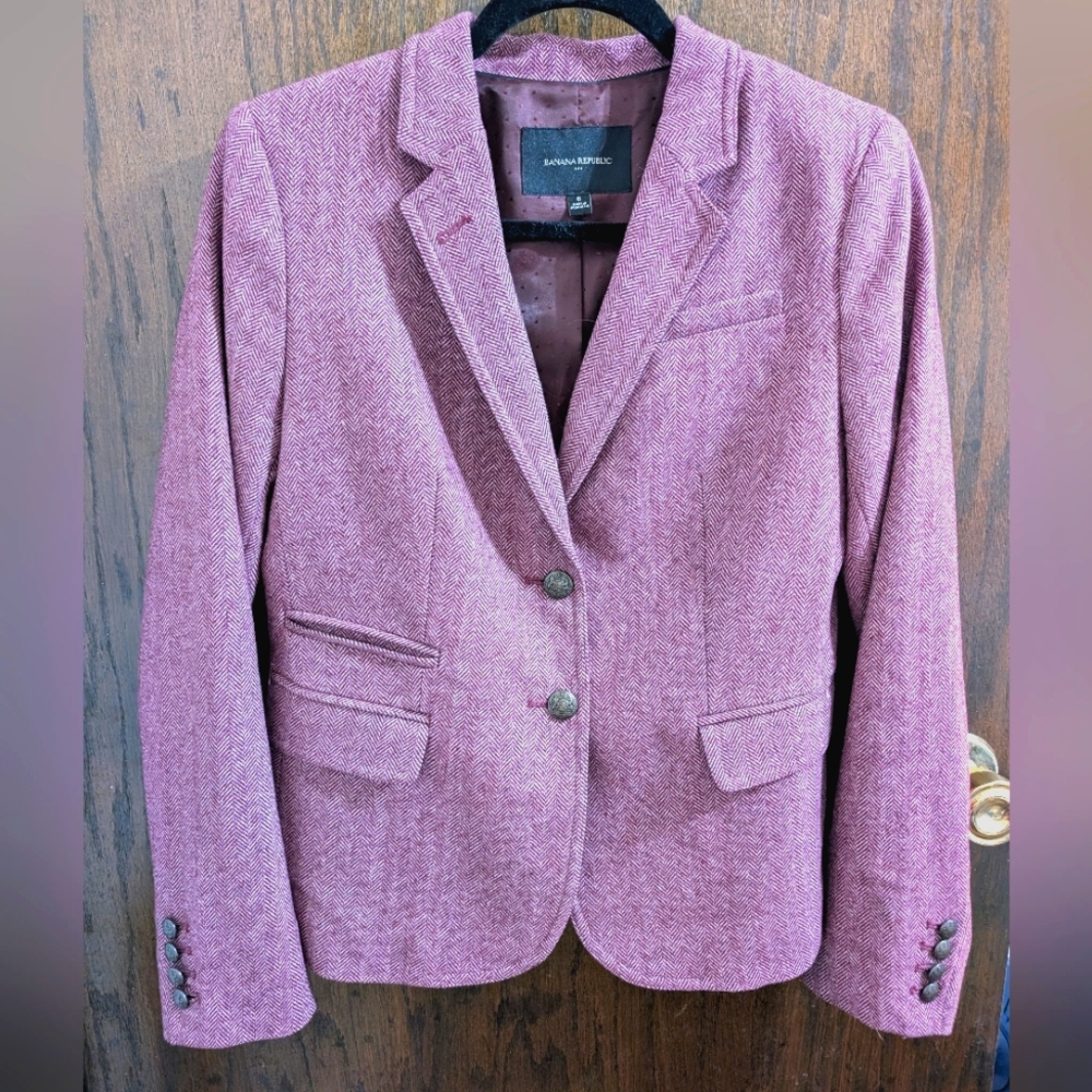 Banana Republic Women's Red & White Blazer